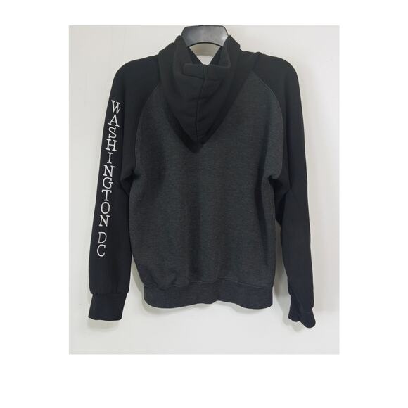Washington DC souvenir hoodie in charcoal gray with black sleeves sz S cozy - Picture 2 of 3